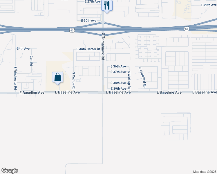 map of restaurants, bars, coffee shops, grocery stores, and more near 1710 E 39th Ave in Apache Junction