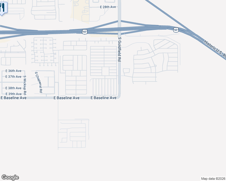map of restaurants, bars, coffee shops, grocery stores, and more near 3710 South Goldfield Road in Apache Junction