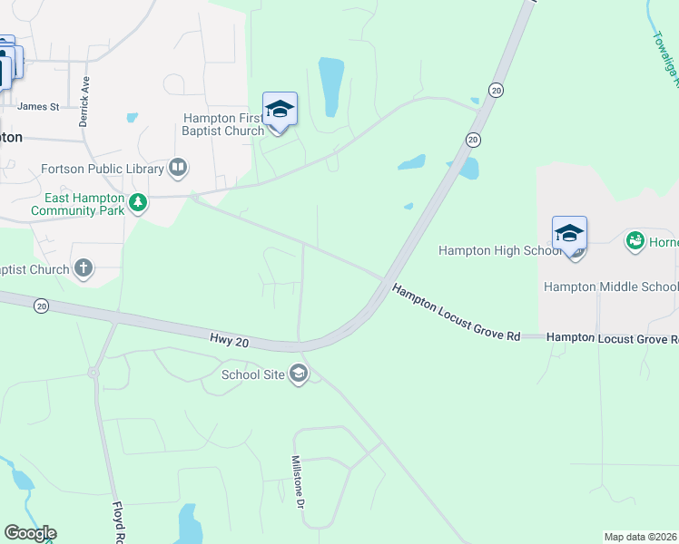 map of restaurants, bars, coffee shops, grocery stores, and more near 120 Hampton Locust Grove Road in Hampton