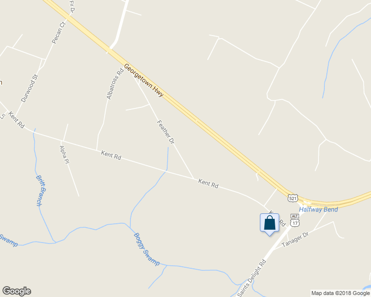 map of restaurants, bars, coffee shops, grocery stores, and more near 120 Feather Drive in Georgetown