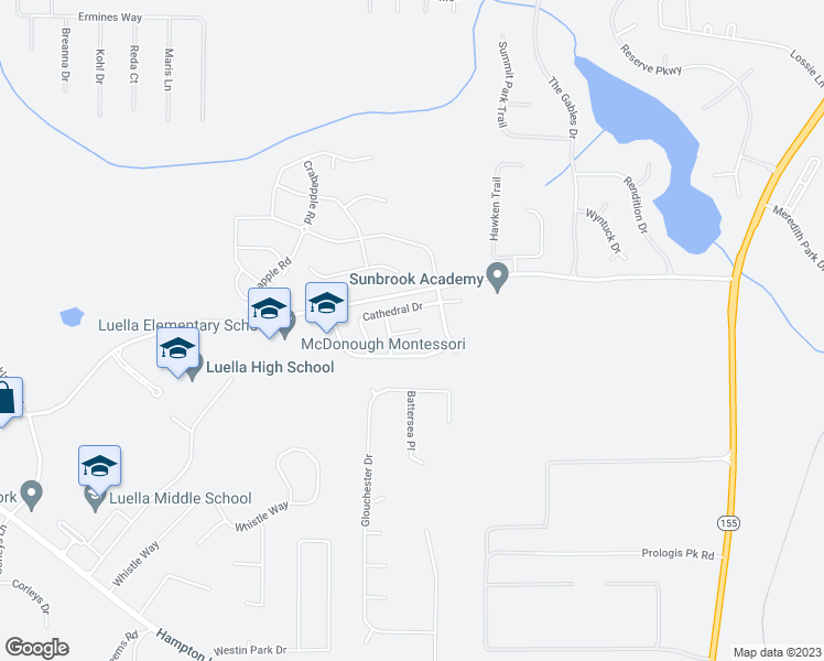 map of restaurants, bars, coffee shops, grocery stores, and more near 712 Douglass Circle in McDonough