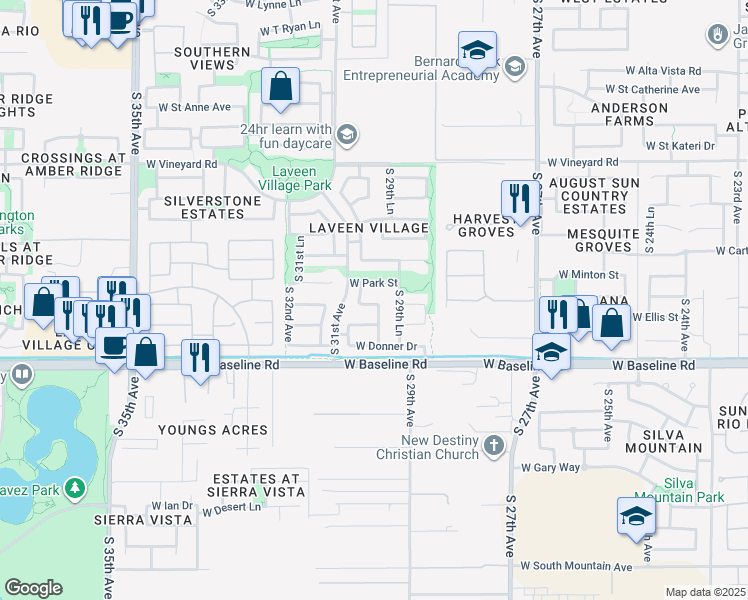map of restaurants, bars, coffee shops, grocery stores, and more near 3006 West Pollack Street in Phoenix