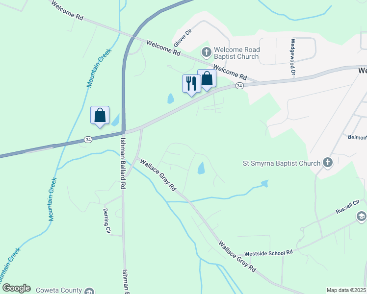 map of restaurants, bars, coffee shops, grocery stores, and more near 104 Chapel Hill Parkway in Raymond