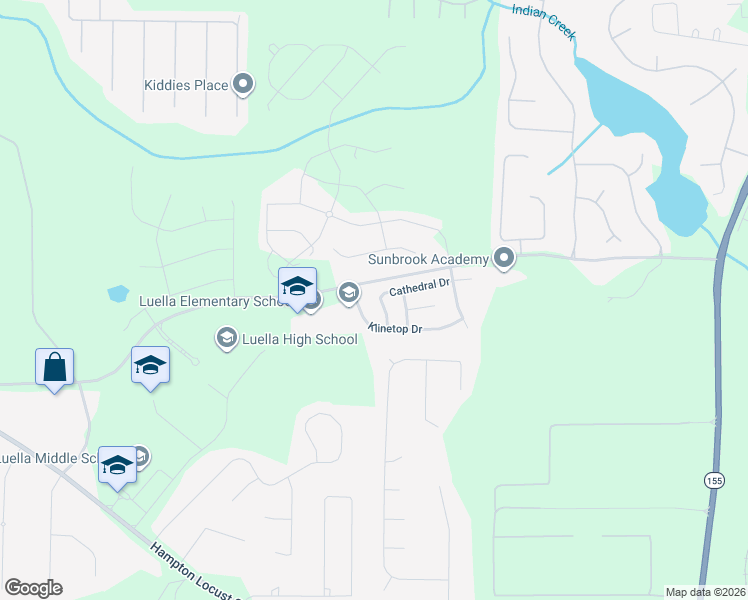 map of restaurants, bars, coffee shops, grocery stores, and more near 425 Cathedral Drive in McDonough