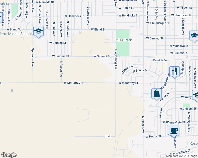 map of restaurants, bars, coffee shops, grocery stores, and more near 1700-1998 West McGaffey Street in Roswell