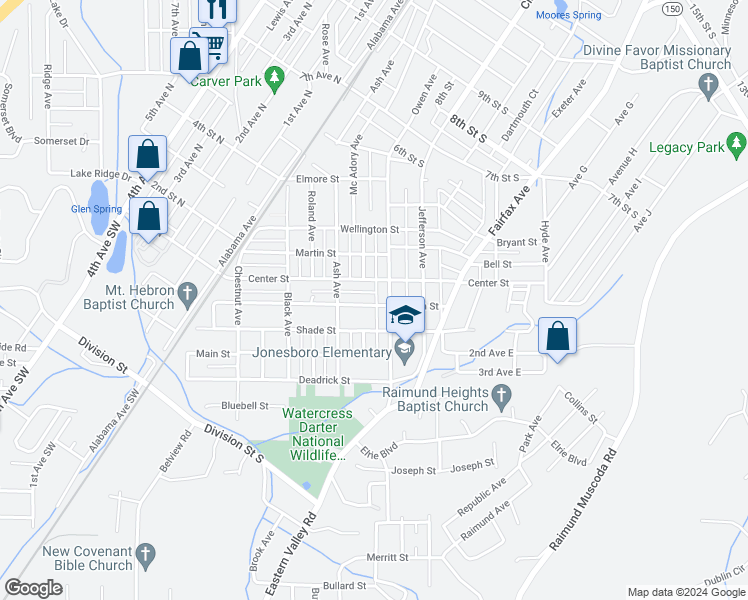 map of restaurants, bars, coffee shops, grocery stores, and more near 237 Alabama Street in Bessemer