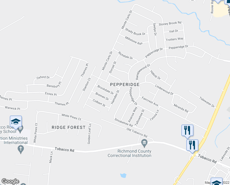 map of restaurants, bars, coffee shops, grocery stores, and more near 3501 Brockdale Drive in Augusta