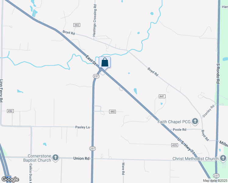 map of restaurants, bars, coffee shops, grocery stores, and more near 4345 East Street in Texarkana