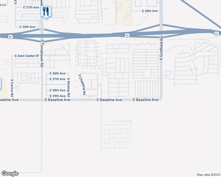 map of restaurants, bars, coffee shops, grocery stores, and more near 2400 East Baseline Avenue in Apache Junction