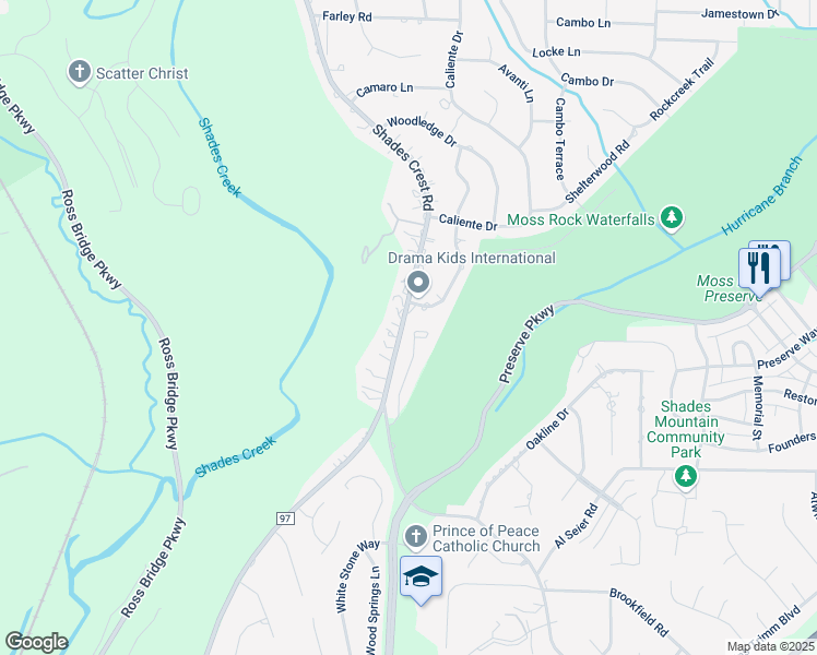 map of restaurants, bars, coffee shops, grocery stores, and more near 813 Crest Cove in Birmingham