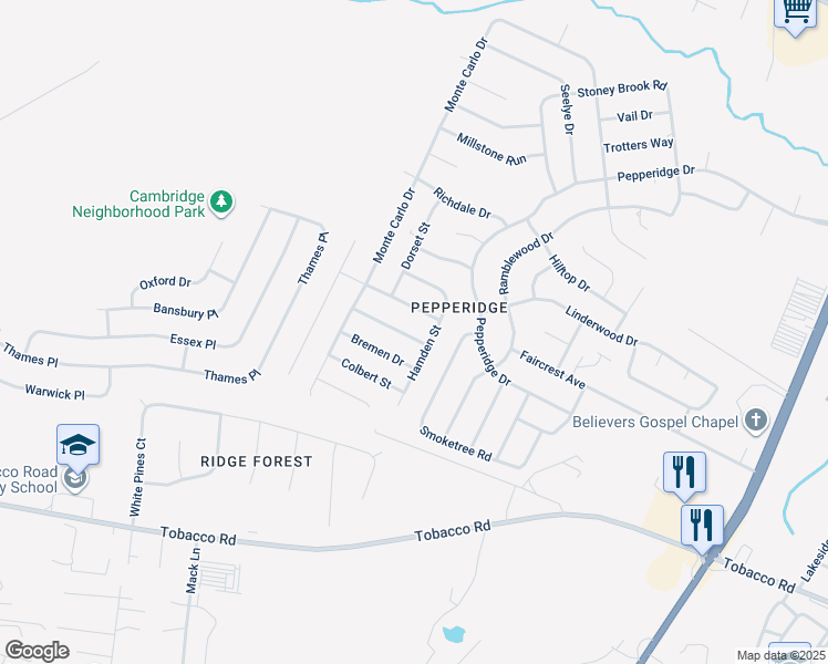 map of restaurants, bars, coffee shops, grocery stores, and more near 3505 Brockdale Drive in Augusta