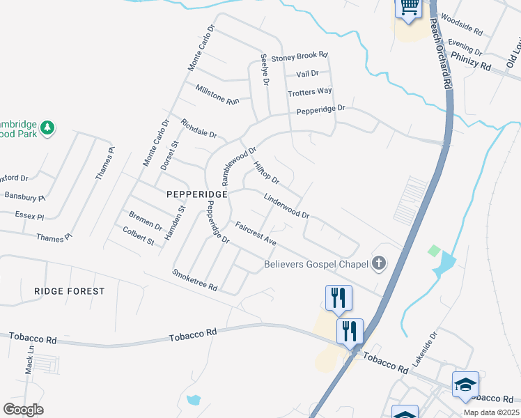 map of restaurants, bars, coffee shops, grocery stores, and more near 2203 Sagemont Court in Augusta