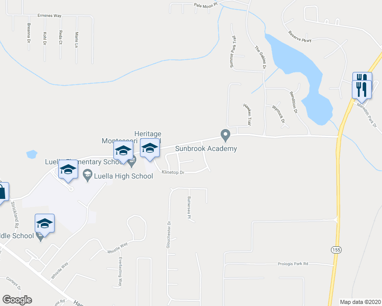 map of restaurants, bars, coffee shops, grocery stores, and more near 484 Cathedral Drive in McDonough