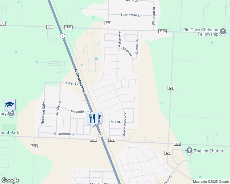 map of restaurants, bars, coffee shops, grocery stores, and more near 316 Ryan Street in Anna