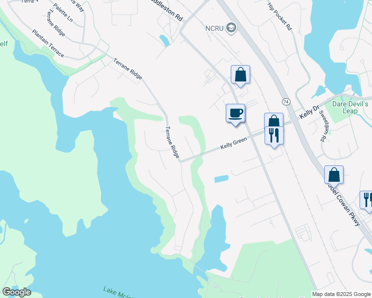 map of restaurants, bars, coffee shops, grocery stores, and more near 105 Cadmium Court in Peachtree City