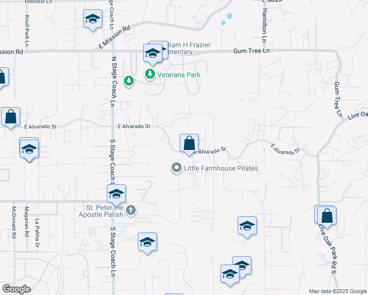 map of restaurants, bars, coffee shops, grocery stores, and more near 112 Palmas Norte in Fallbrook