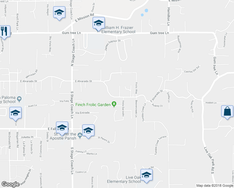 map of restaurants, bars, coffee shops, grocery stores, and more near 112 Palmas Norte in Fallbrook