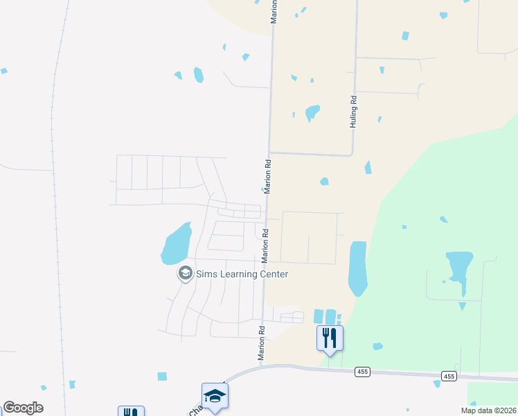 map of restaurants, bars, coffee shops, grocery stores, and more near 11030 Marion Road in Sanger