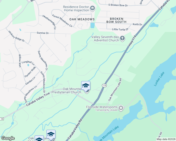 map of restaurants, bars, coffee shops, grocery stores, and more near 5565 Surrey Lane in Birmingham