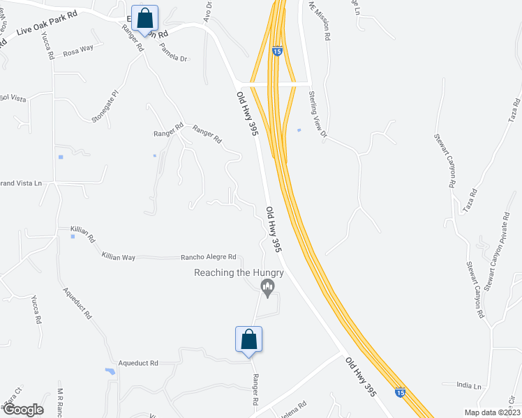 map of restaurants, bars, coffee shops, grocery stores, and more near 760 Ranger Road in Fallbrook