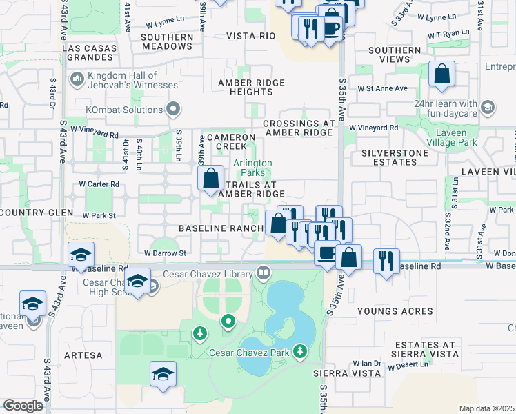 map of restaurants, bars, coffee shops, grocery stores, and more near 3708 West Fremont Road in Phoenix