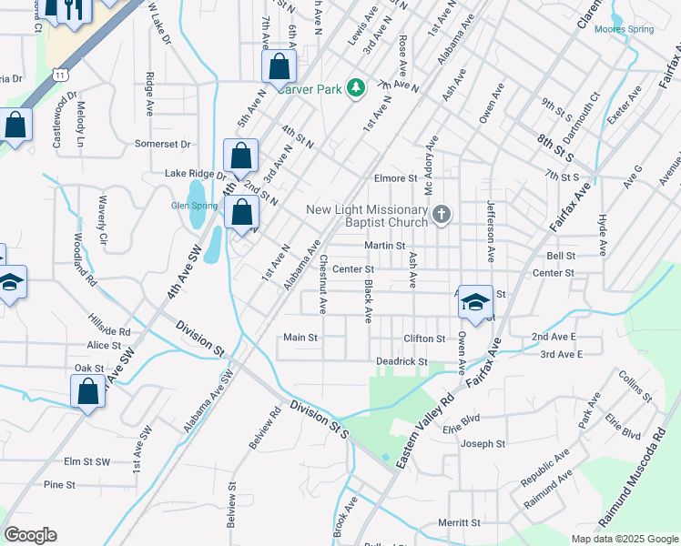 map of restaurants, bars, coffee shops, grocery stores, and more near in Bessemer
