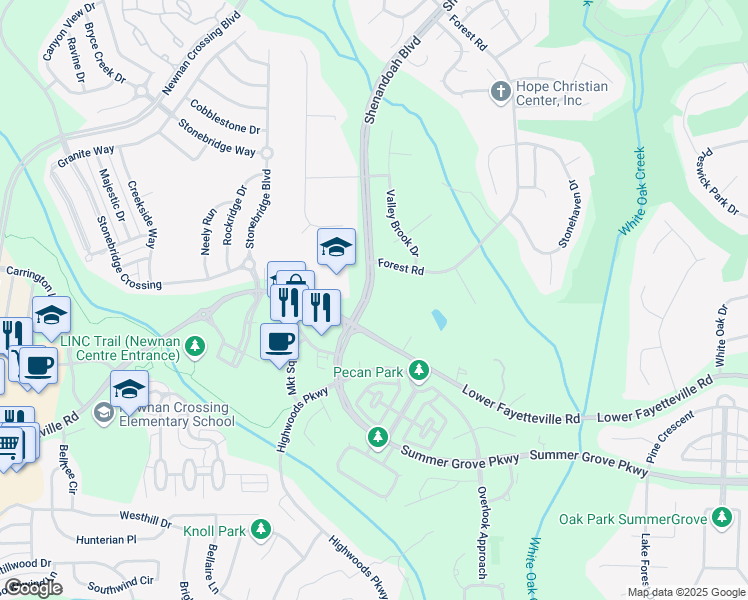 map of restaurants, bars, coffee shops, grocery stores, and more near in Newnan