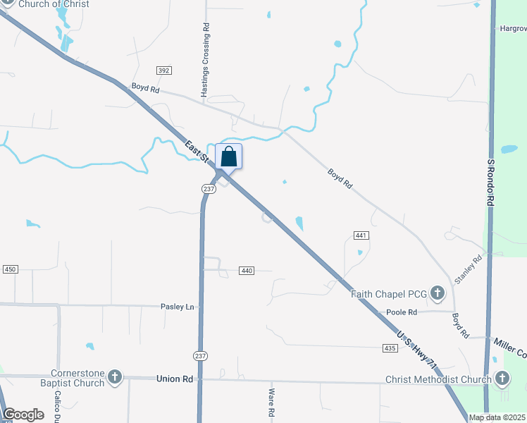map of restaurants, bars, coffee shops, grocery stores, and more near 4345 East Street in Texarkana