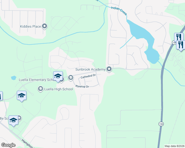 map of restaurants, bars, coffee shops, grocery stores, and more near 493 Cathedral Drive in McDonough