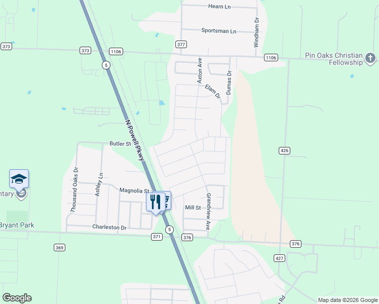 map of restaurants, bars, coffee shops, grocery stores, and more near 165 Ryan Street in Anna