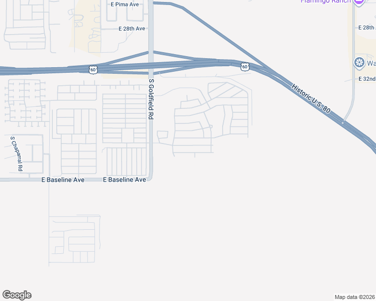 map of restaurants, bars, coffee shops, grocery stores, and more near 3301 South Goldfield Road in Apache Junction
