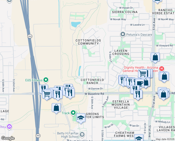 map of restaurants, bars, coffee shops, grocery stores, and more near 5626 West Minton Avenue in Phoenix