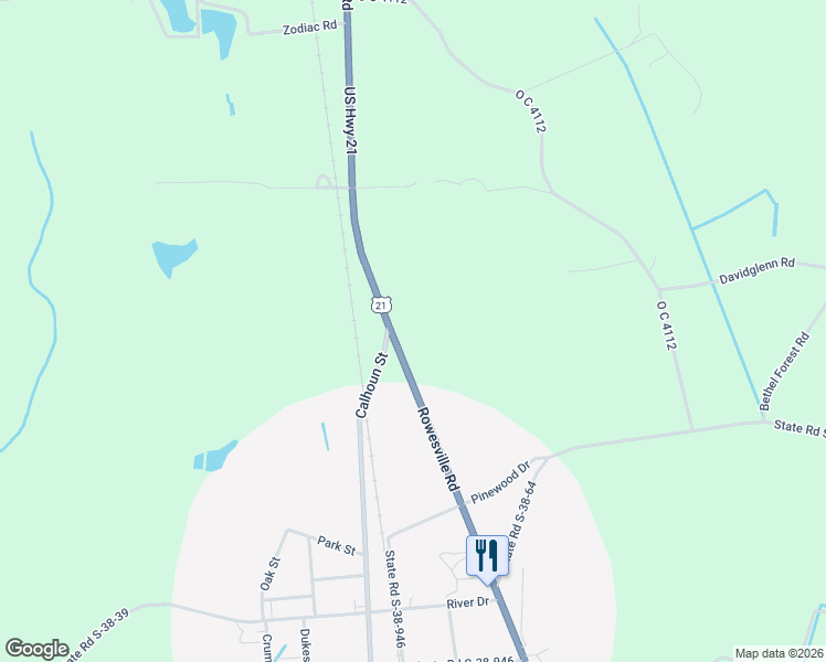 map of restaurants, bars, coffee shops, grocery stores, and more near 4003 Rowesville Road in Rowesville