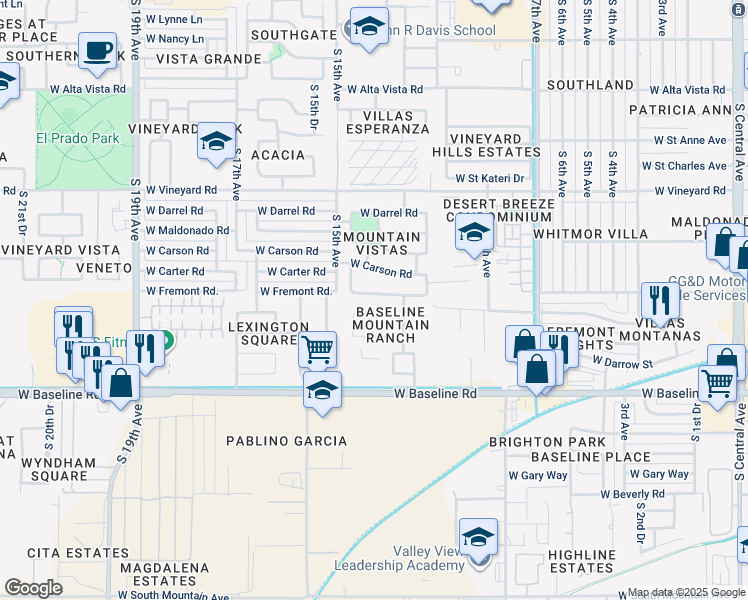 map of restaurants, bars, coffee shops, grocery stores, and more near 1311 West Fremont Road in Phoenix