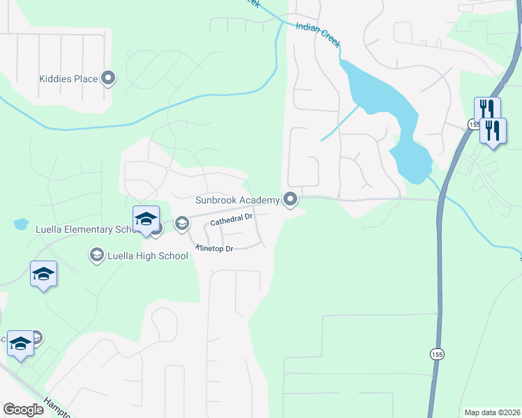 map of restaurants, bars, coffee shops, grocery stores, and more near 509 Cathedral Drive in McDonough