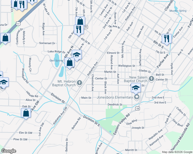 map of restaurants, bars, coffee shops, grocery stores, and more near in Bessemer