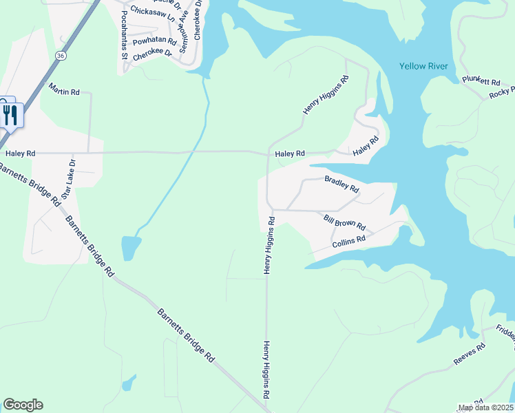 map of restaurants, bars, coffee shops, grocery stores, and more near 255 Henry Higgins Road in Jackson