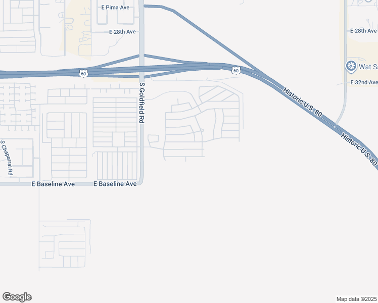 map of restaurants, bars, coffee shops, grocery stores, and more near 3301 South Goldfield Road in Apache Junction