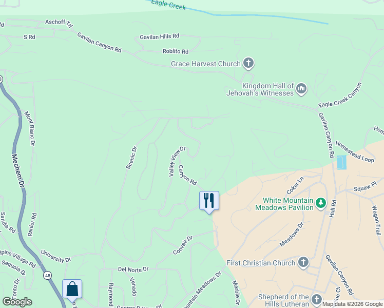 map of restaurants, bars, coffee shops, grocery stores, and more near 270-398 Valley View Drive in Ruidoso