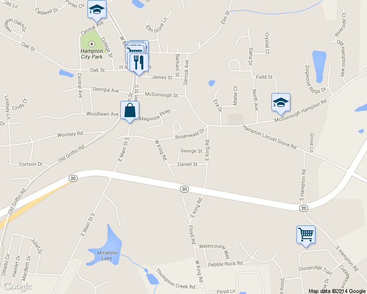 map of restaurants, bars, coffee shops, grocery stores, and more near 107 George Street in Hampton
