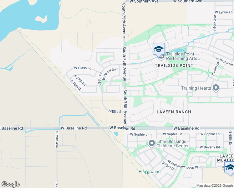 map of restaurants, bars, coffee shops, grocery stores, and more near 7521 West Carter Road in Phoenix