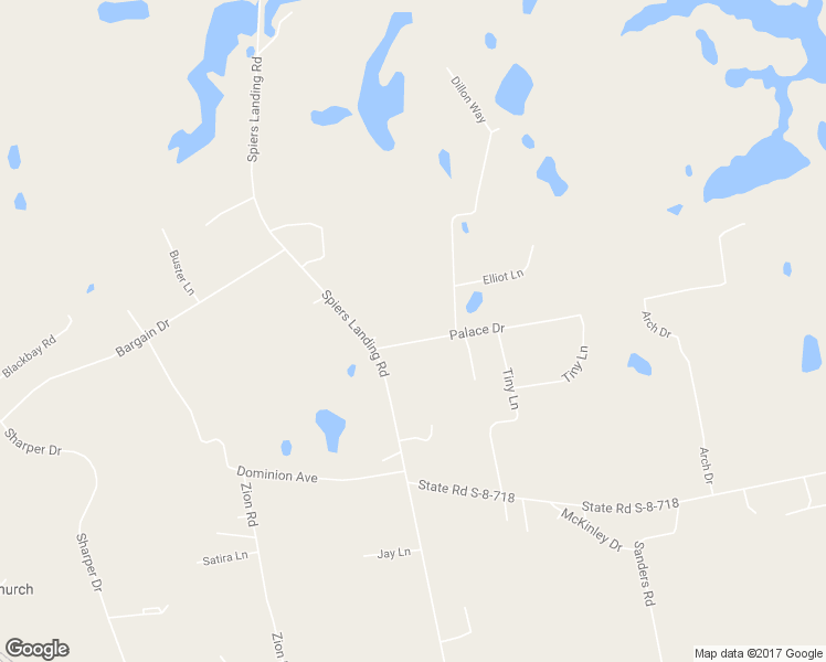 map of restaurants, bars, coffee shops, grocery stores, and more near 220 Palace Drive in Cross