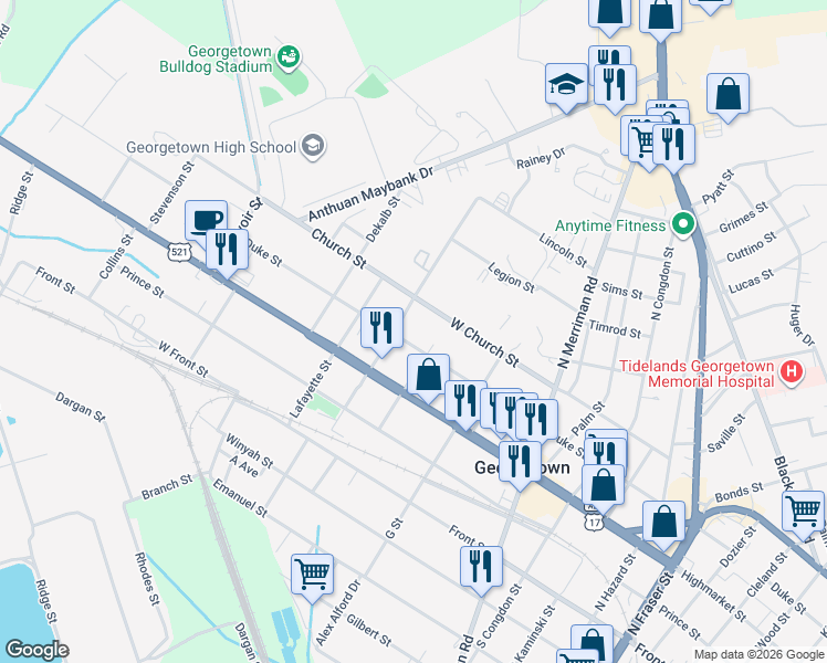 map of restaurants, bars, coffee shops, grocery stores, and more near 2110 Duke Street in Georgetown