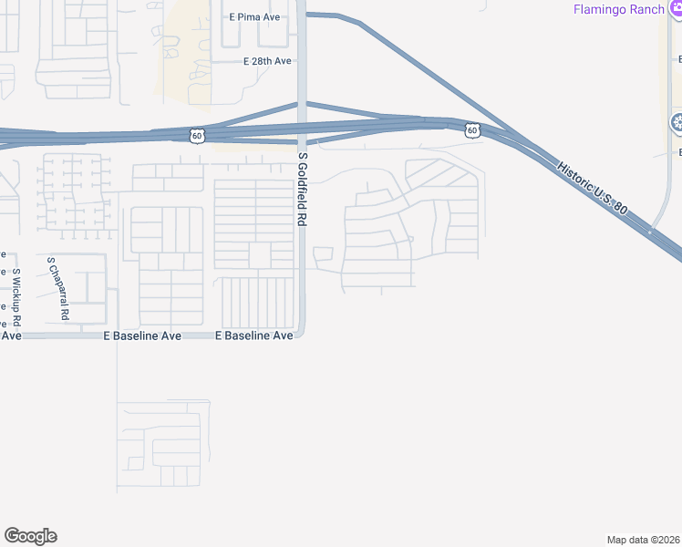 map of restaurants, bars, coffee shops, grocery stores, and more near 3711-3877 South Goldfield Road in Apache Junction