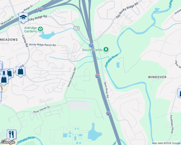 map of restaurants, bars, coffee shops, grocery stores, and more near 4244 Ashwood Cove in Birmingham