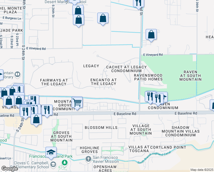 map of restaurants, bars, coffee shops, grocery stores, and more near 3036 East Fremont Road in Phoenix