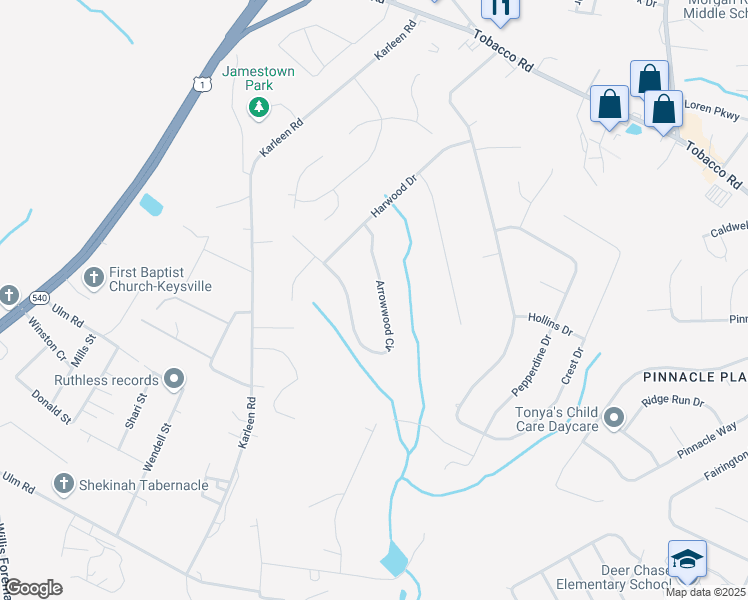 map of restaurants, bars, coffee shops, grocery stores, and more near 2915 Arrowwood Circle in Hephzibah