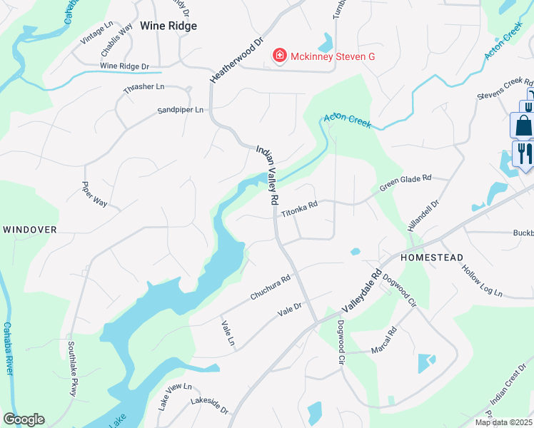 map of restaurants, bars, coffee shops, grocery stores, and more near 2450 Titonka Road in Birmingham