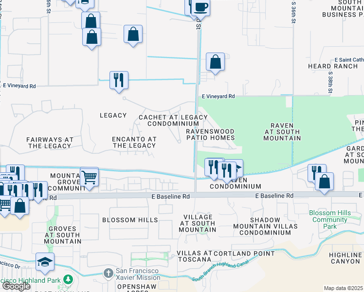 map of restaurants, bars, coffee shops, grocery stores, and more near in Phoenix