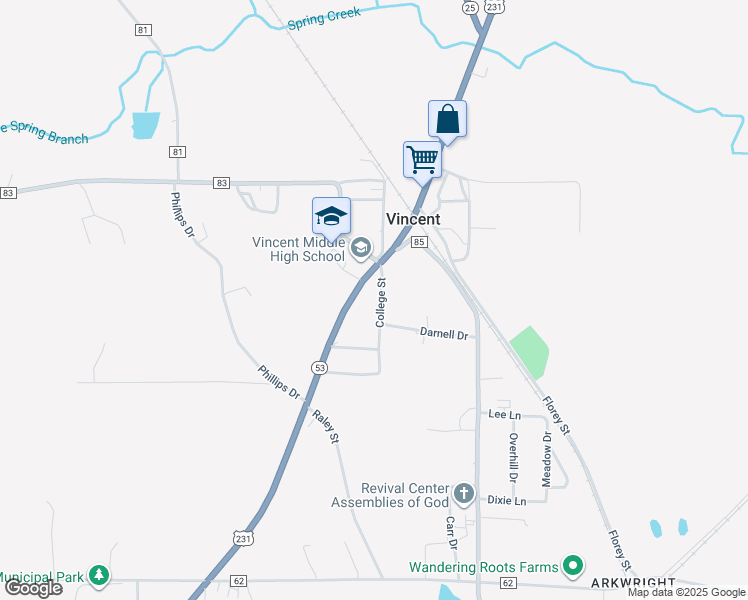 map of restaurants, bars, coffee shops, grocery stores, and more near 333 College Street in Vincent